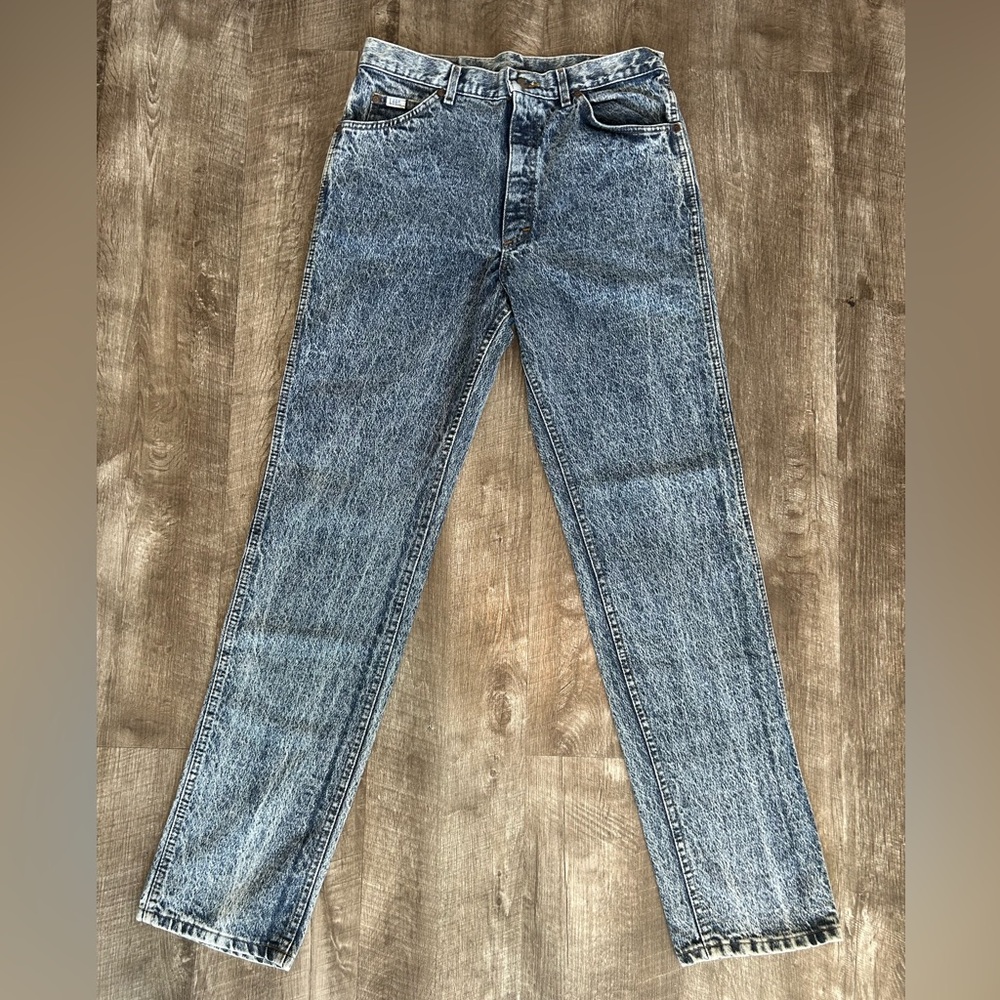 RARE!! Vintage 80s Storm Riders Acid Wash Lee Straight Leg Mens Jeans Size 33x34